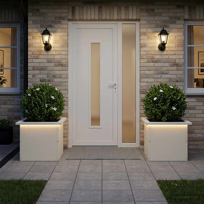 Garden Planter with LED 30 x 40 x 30 cm Steel 2 Width 30 cm Depth 40 cm White