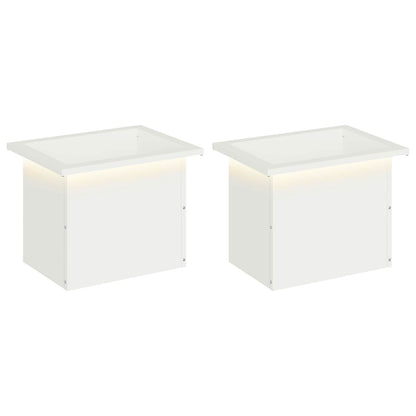 Garden Planter with LED 30 x 40 x 30 cm Steel 2 Width 30 cm Depth 40 cm White