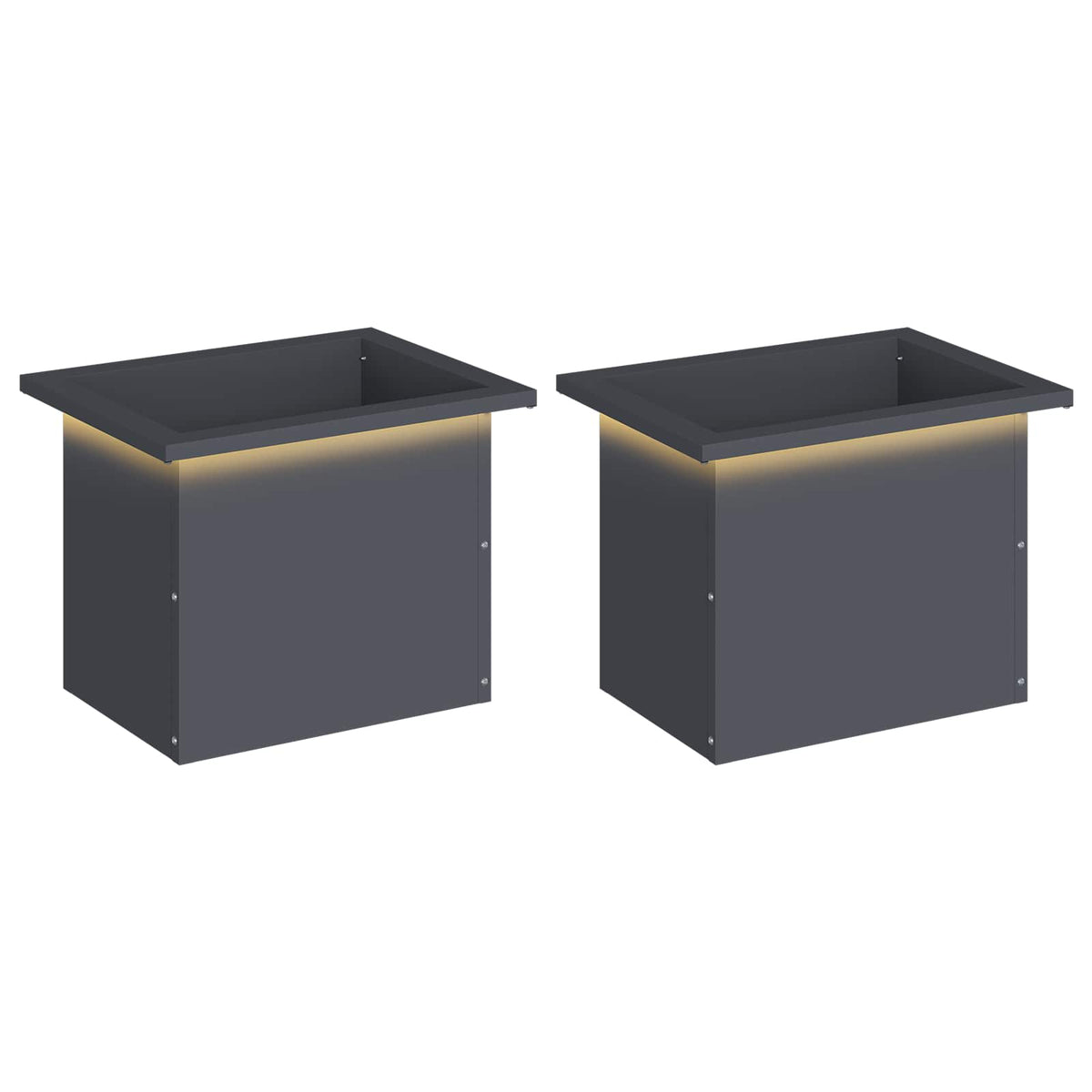 Garden Planter with LED 30 x 40 x 30 cm Steel 2 Width 30 cm Depth 40 cm Anthracite
