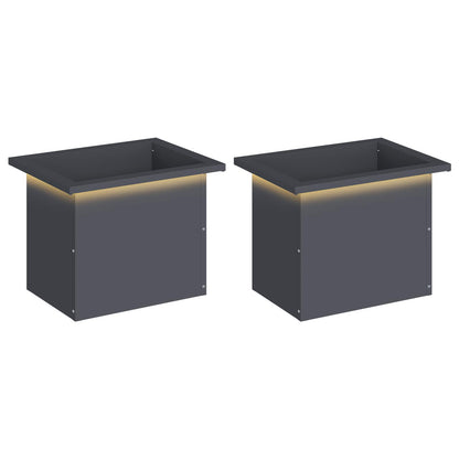 Garden Planter with LED 30 x 40 x 30 cm Steel 2 Width 30 cm Depth 40 cm Anthracite
