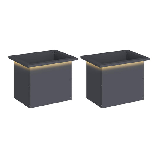 Garden Planter with LED 30 x 40 x 30 cm Steel 2 Width 30 cm Depth 40 cm Anthracite