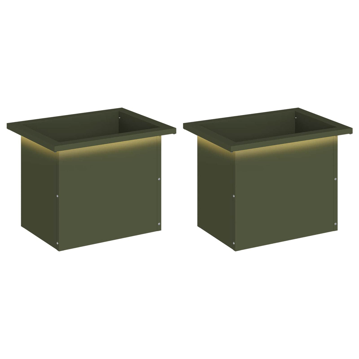 vidaXL Garden Planter with LED 2 pcs Olive Green 30 x 40 x 30 cm Steel 2