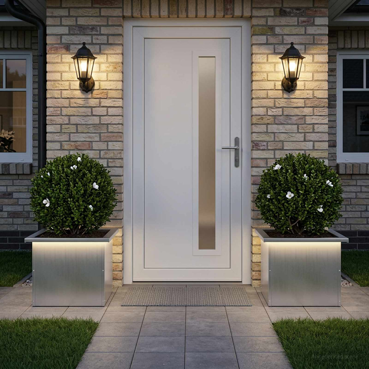 vidaXL Garden Planter with LED 2 pcs Silver 30 x 40 x 30 cm 3