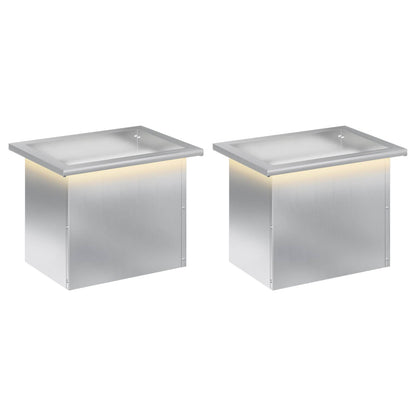 vidaXL Garden Planter with LED 2 pcs Silver 30 x 40 x 30 cm 2
