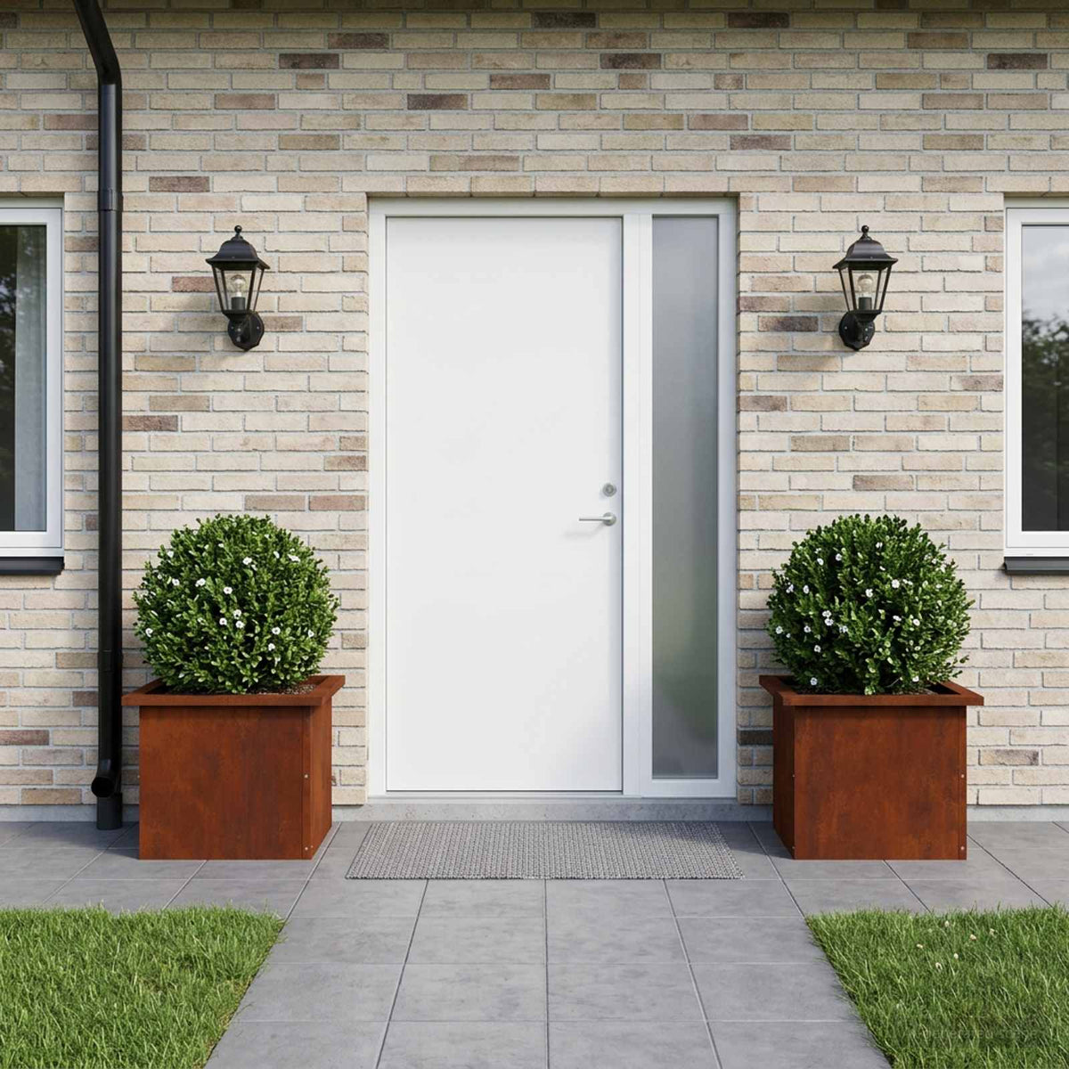 vidaXL Garden Planter with LED 2 pcs Rusty 30 x 40 x 30 cm 1