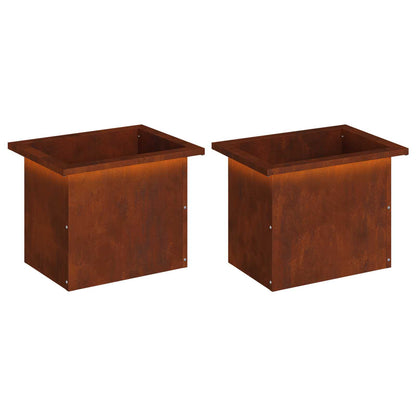 vidaXL Garden Planter with LED 2 pcs Rusty 30 x 40 x 30 cm 2