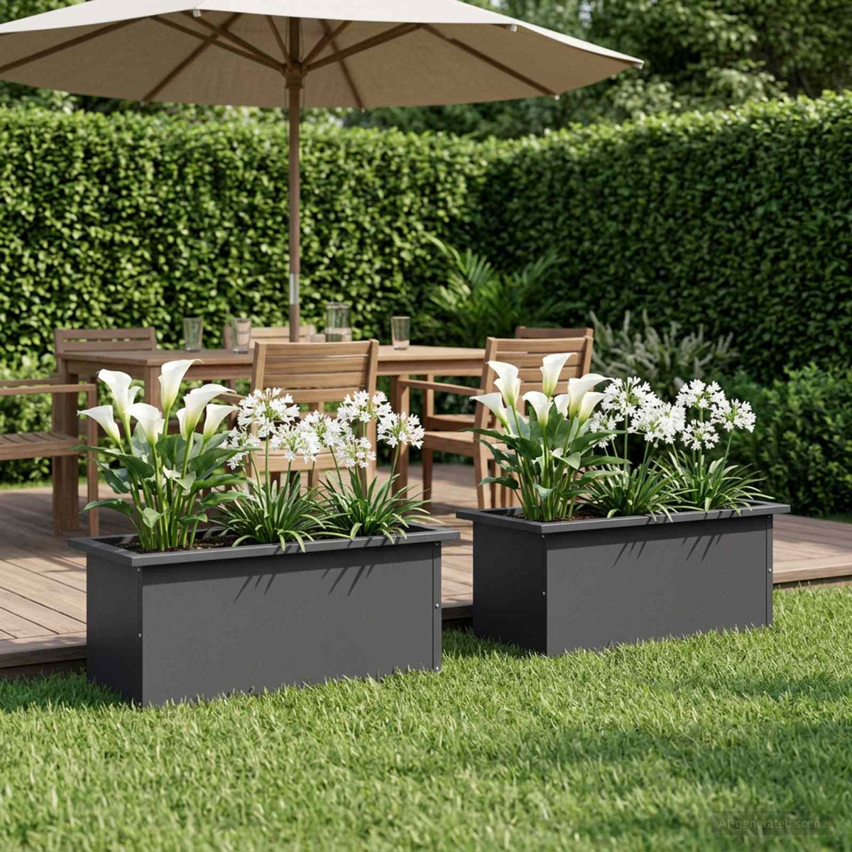 Garden Planter with LED 30 x 60 x 30 cm Steel 2 Width 30 cm Depth 60 cm Black
