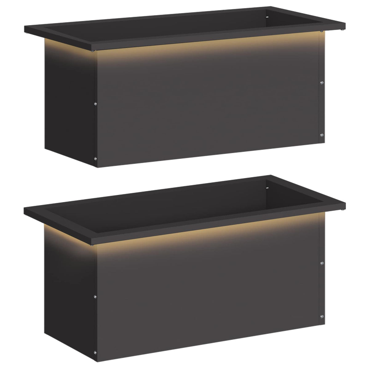 Garden Planter with LED 30 x 60 x 30 cm Steel 2 Width 30 cm Depth 60 cm Black
