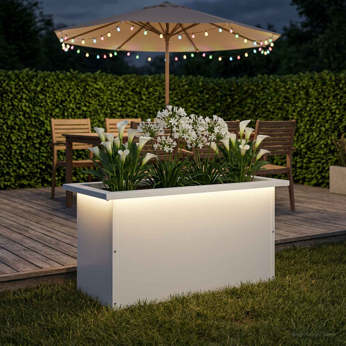 vidaXL Garden Planter with LED White 30 x 60 x 30 cm Steel 1