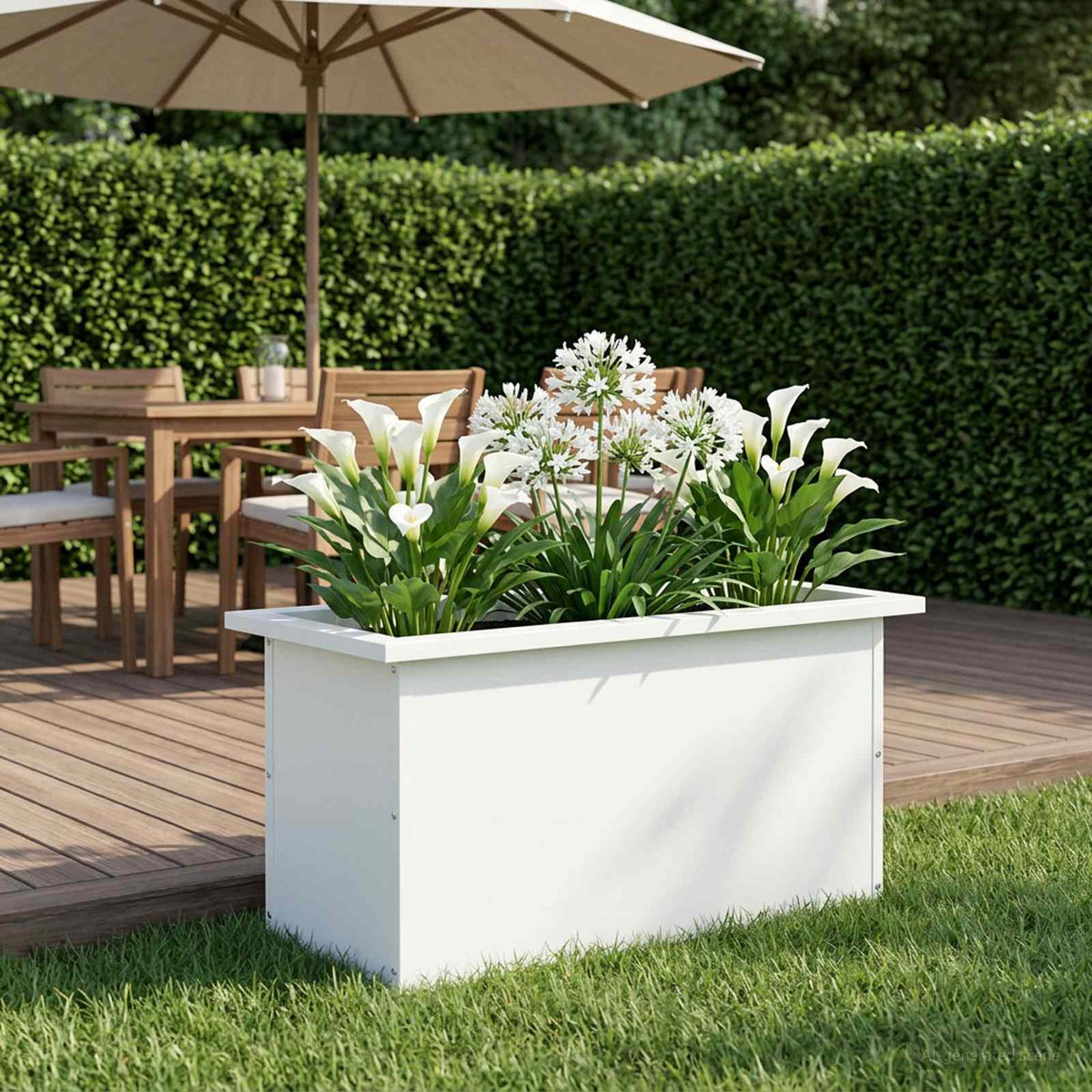 vidaXL Garden Planter with LED White 30 x 60 x 30 cm Steel 3