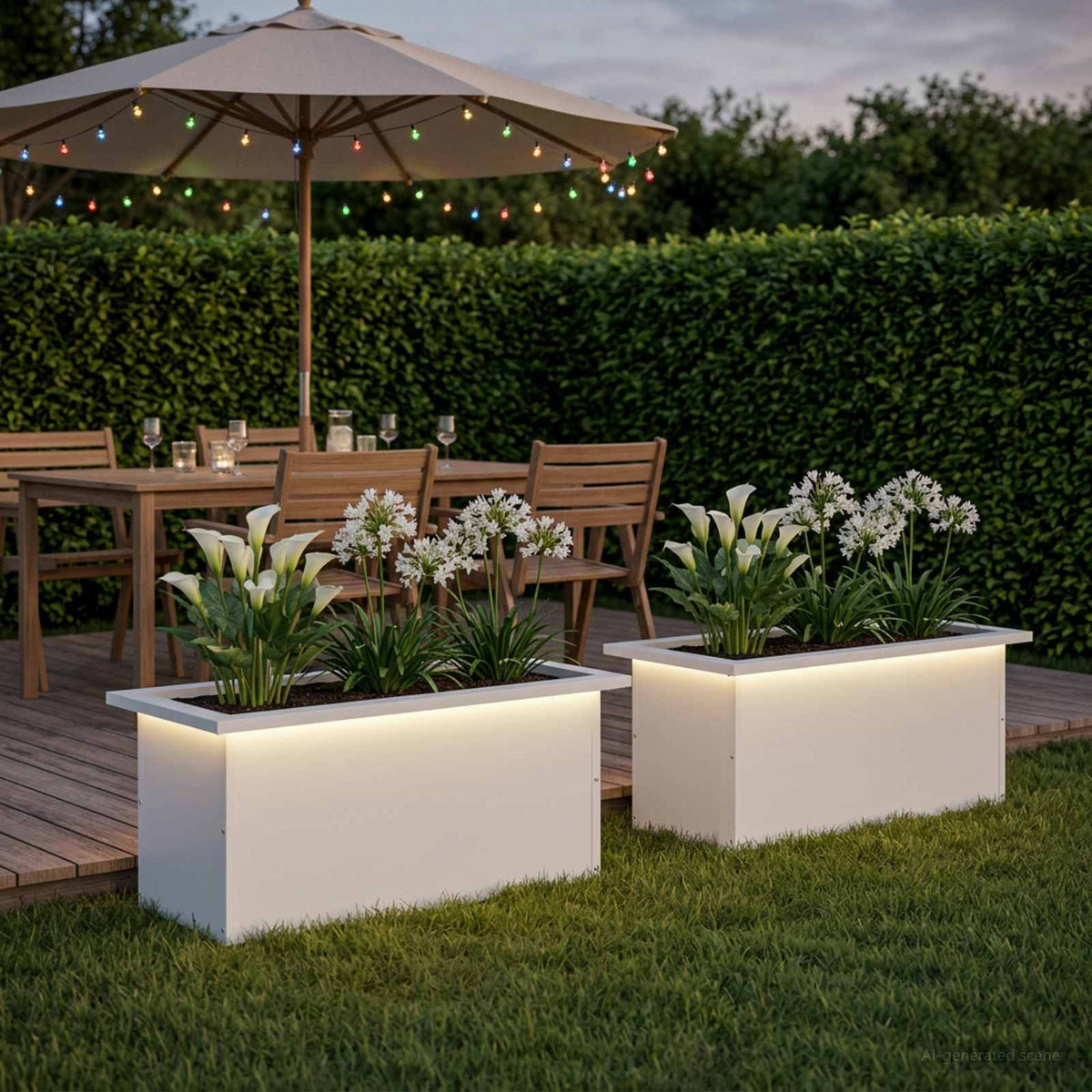 vidaXL Garden Planter with LED 30 x 60 x 30 cm Steel 2 pcs