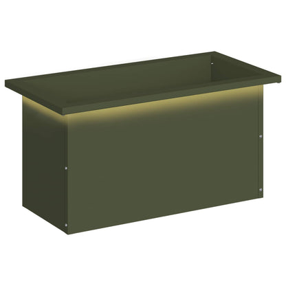 vidaXL Garden Planter with LED Olive Green 30 x 60 x 30 cm Steel 2