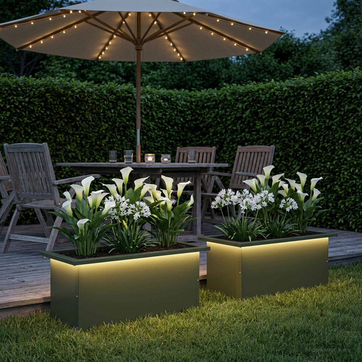 vidaXL Garden Planter with LED 30 x 60 x 30 cm Steel 2 pcs