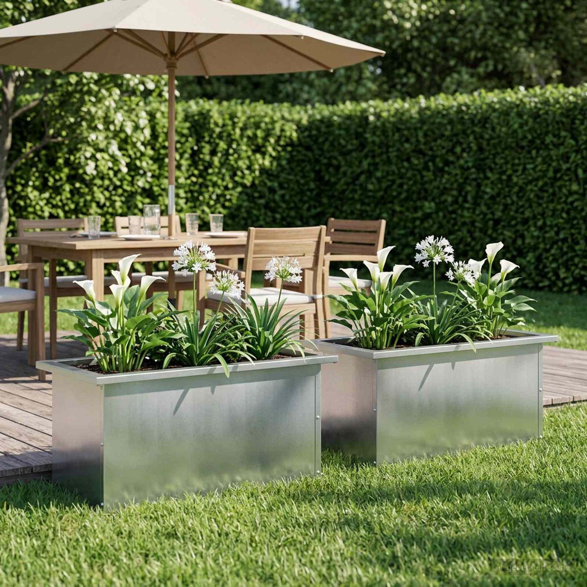 vidaXL Garden Planter with LED 2 pcs Silver 30 x 60 x 30 cm 3