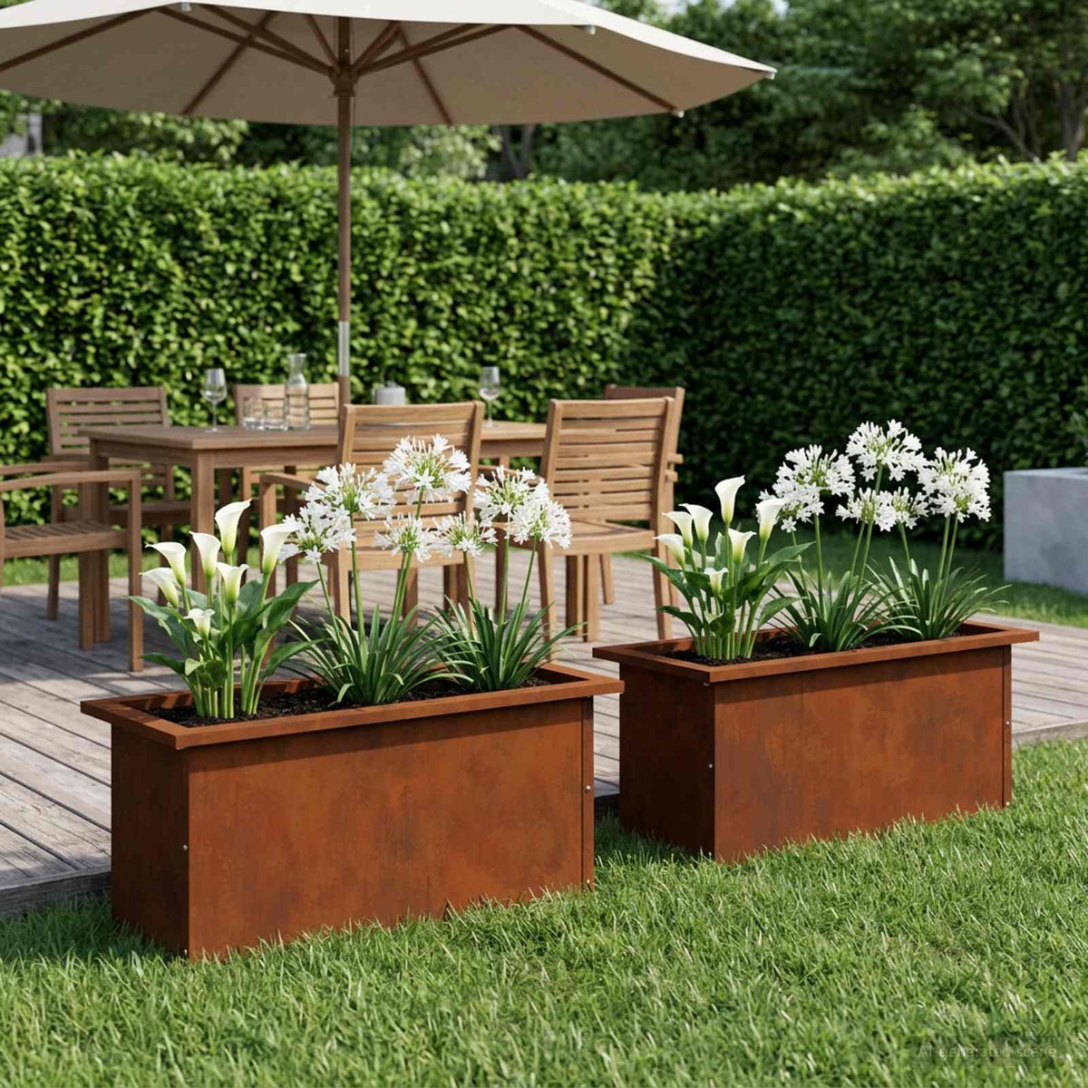 Garden Planter with LED 30 x 60 x 30 cm Steel 2 Width 30 cm Depth 60 cm Weathering steel