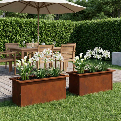 Garden Planter with LED 30 x 60 x 30 cm Steel 2 Width 30 cm Depth 60 cm Weathering steel