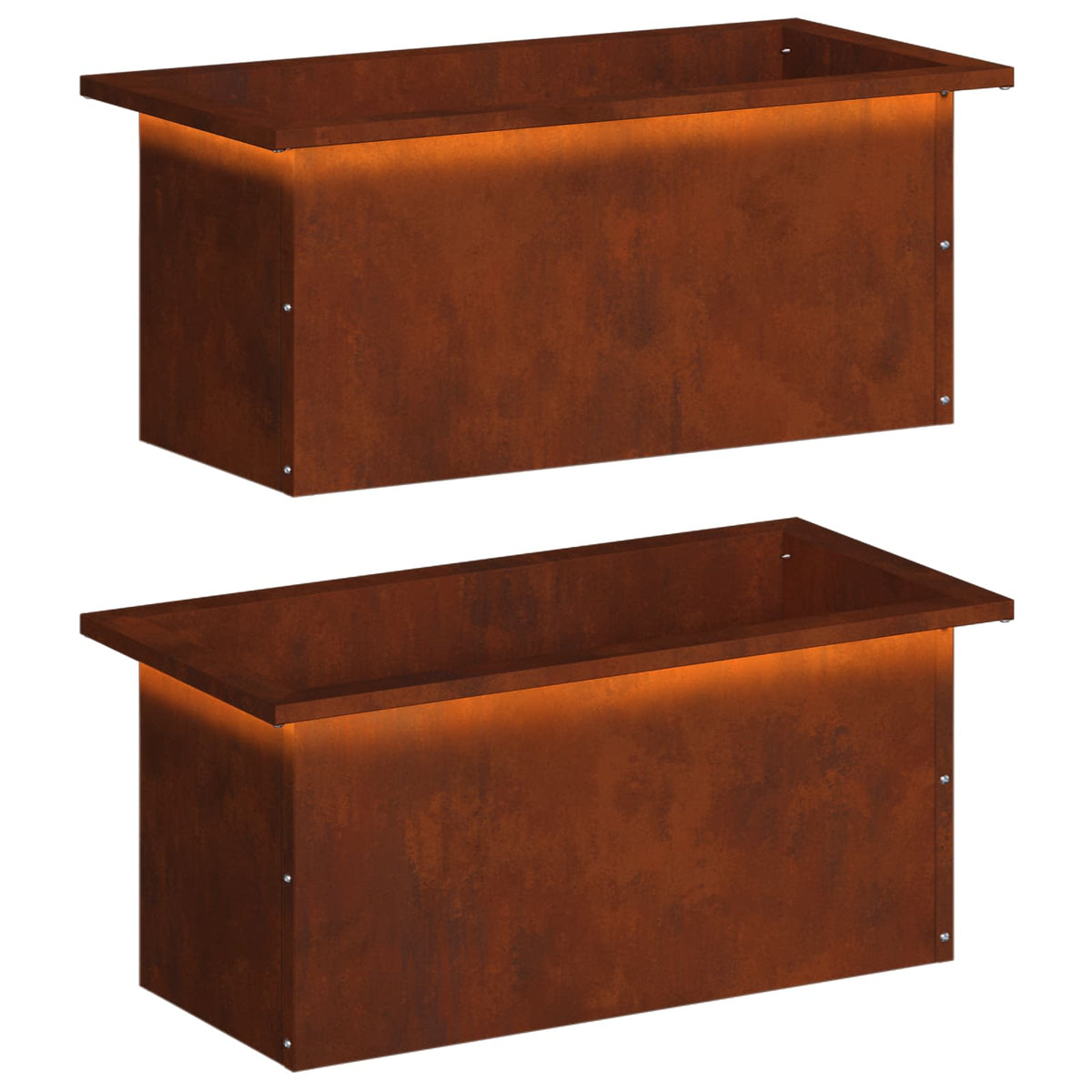 vidaXL Garden Planter with LED 2 pcs Rusty 30 x 60 x 30 cm 2