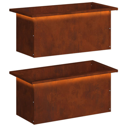 vidaXL Garden Planter with LED 2 pcs Rusty 30 x 60 x 30 cm 2