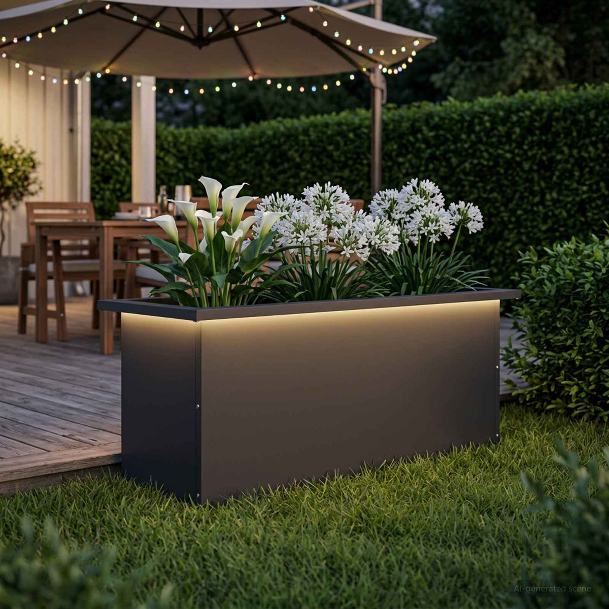 vidaXL Garden Planter with LED Black 30 x 80 x 30 cm Steel 1