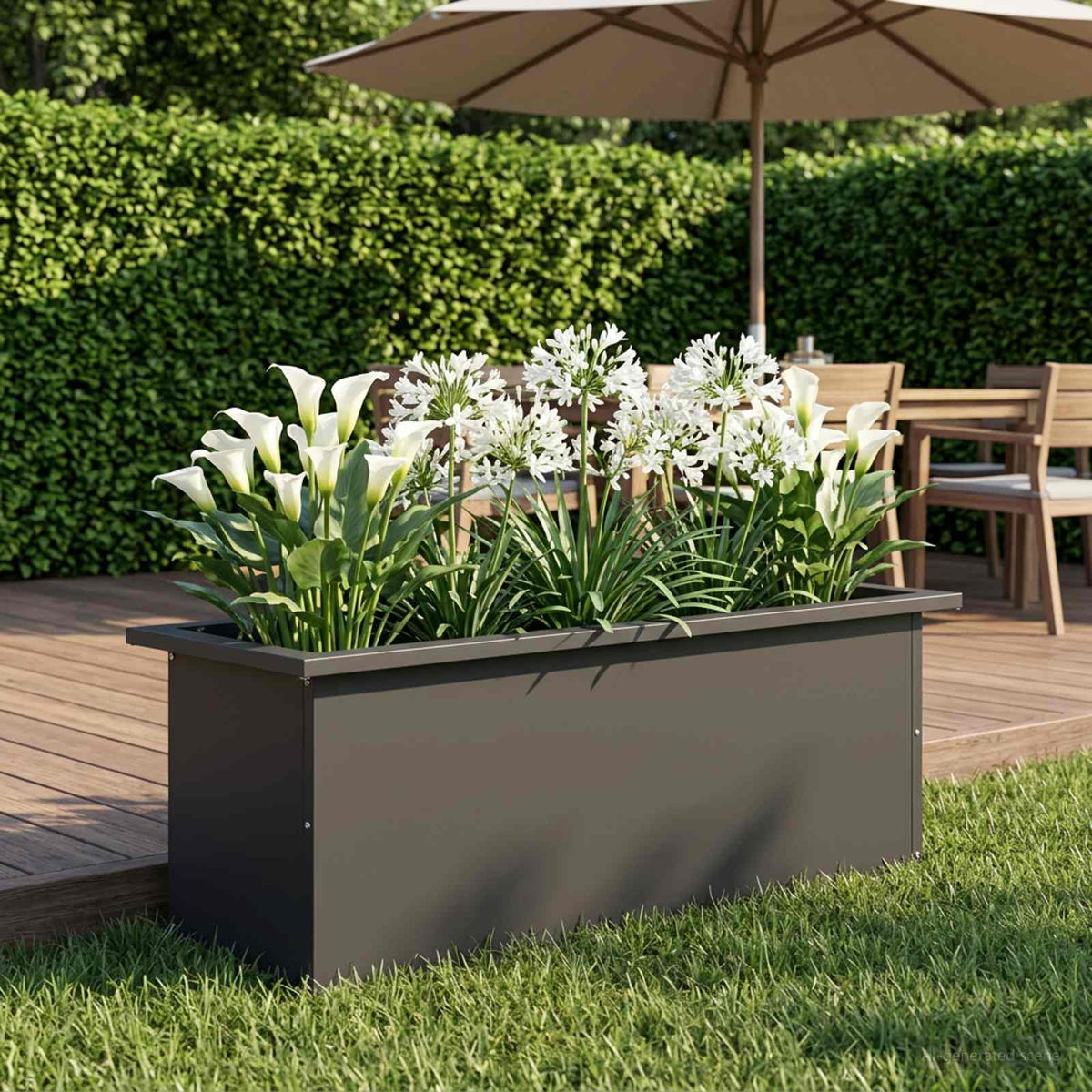 vidaXL Garden Planter with LED Black 30 x 80 x 30 cm Steel 3