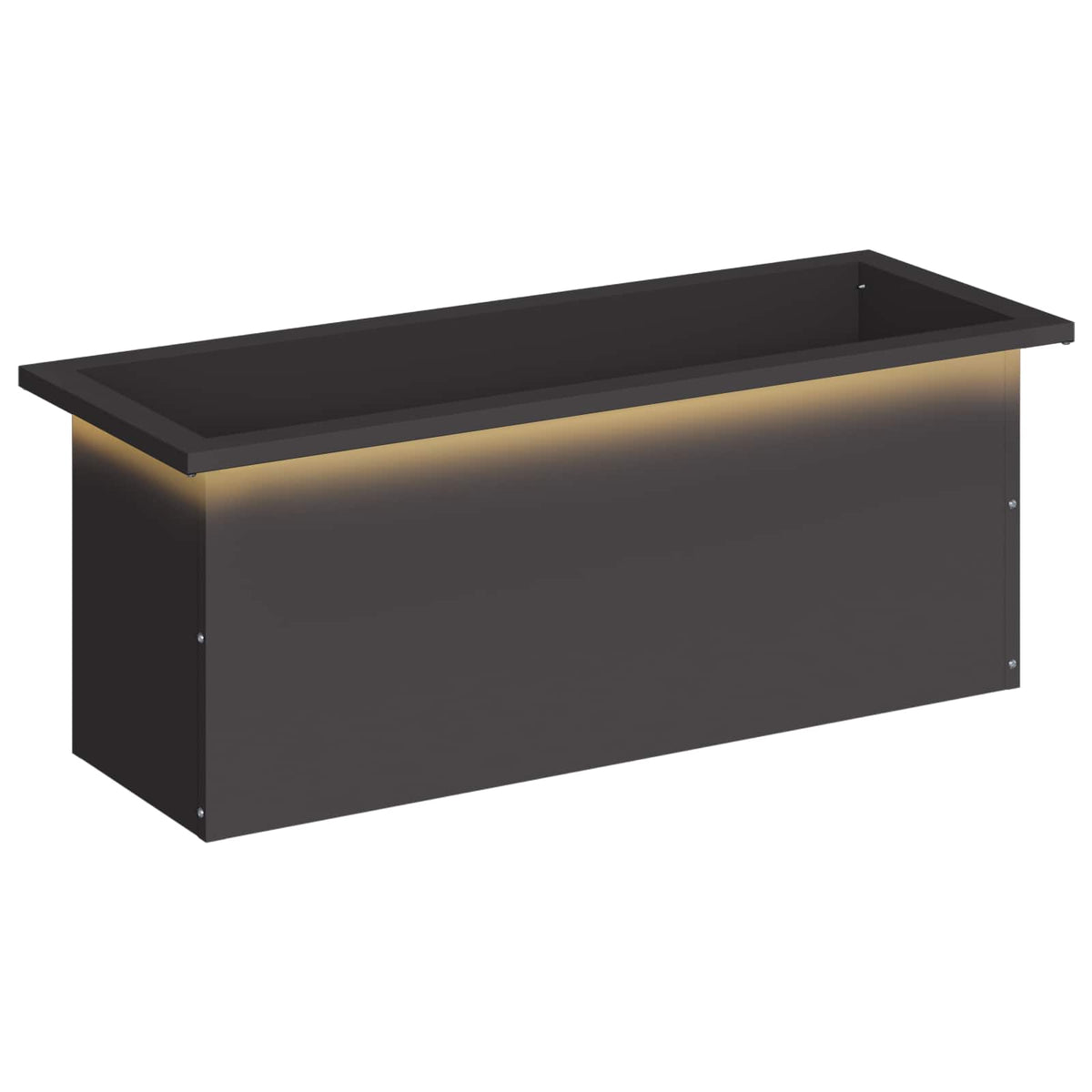 vidaXL Garden Planter with LED Black 30 x 80 x 30 cm Steel 2