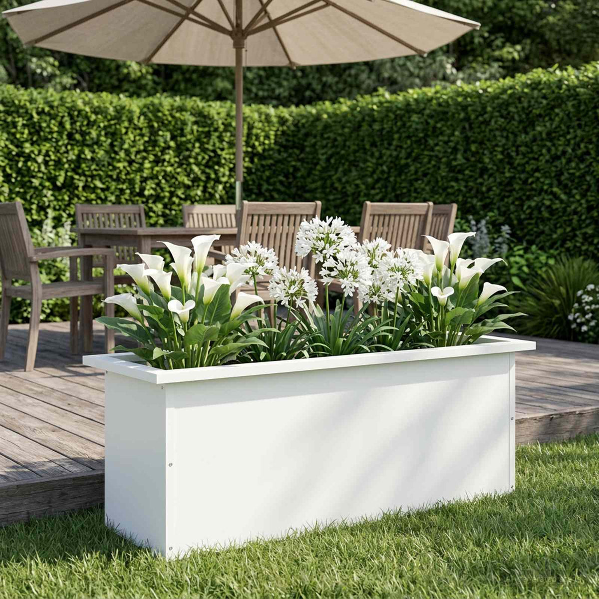 vidaXL Garden Planter with LED White 30 x 80 x 30 cm Steel 3
