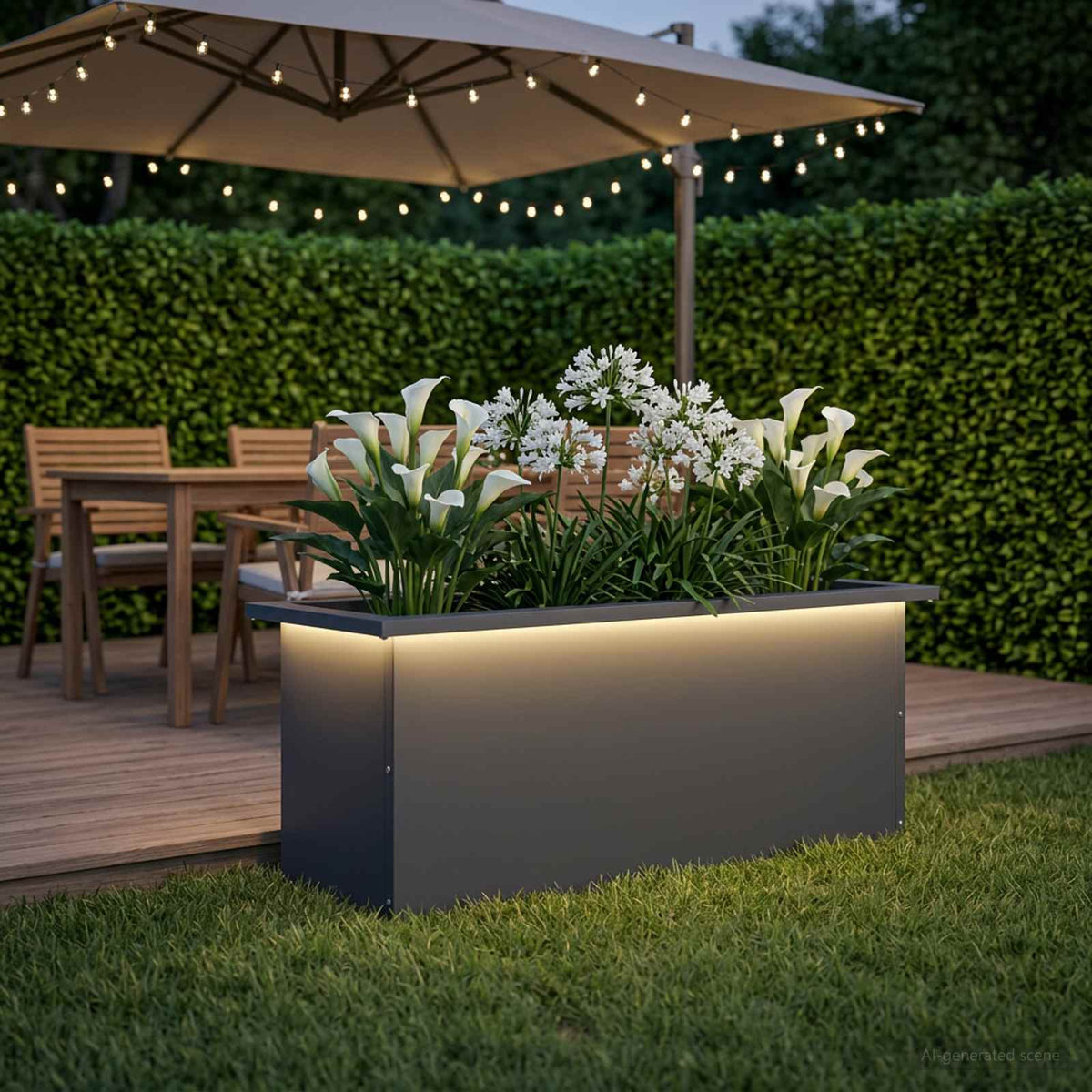 vidaXL Garden Planter with LED Antracite 30 x 80 x 30 cm Steel 4