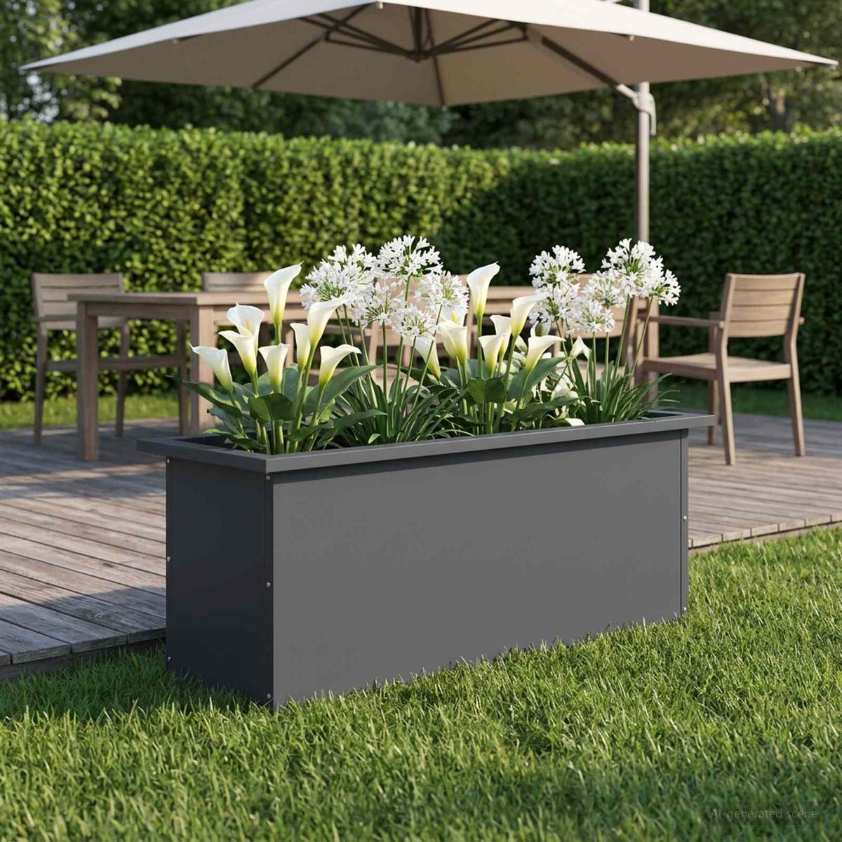 vidaXL Garden Planter with LED Antracite 30 x 80 x 30 cm Steel 3