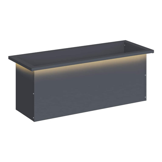 Garden Planter with LED 30 x 80 x 30 cm Steel 1 Width 30 cm Depth 80 cm Anthracite
