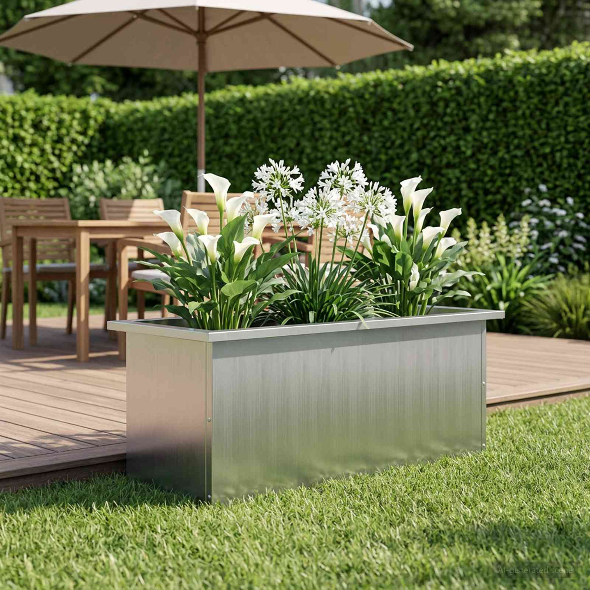 vidaXL Garden Planter with LED Silver 30 x 80 x 30 cm Galvanised Steel 3