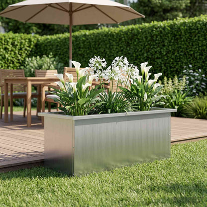 vidaXL Garden Planter with LED Silver 30 x 80 x 30 cm Galvanised Steel 3