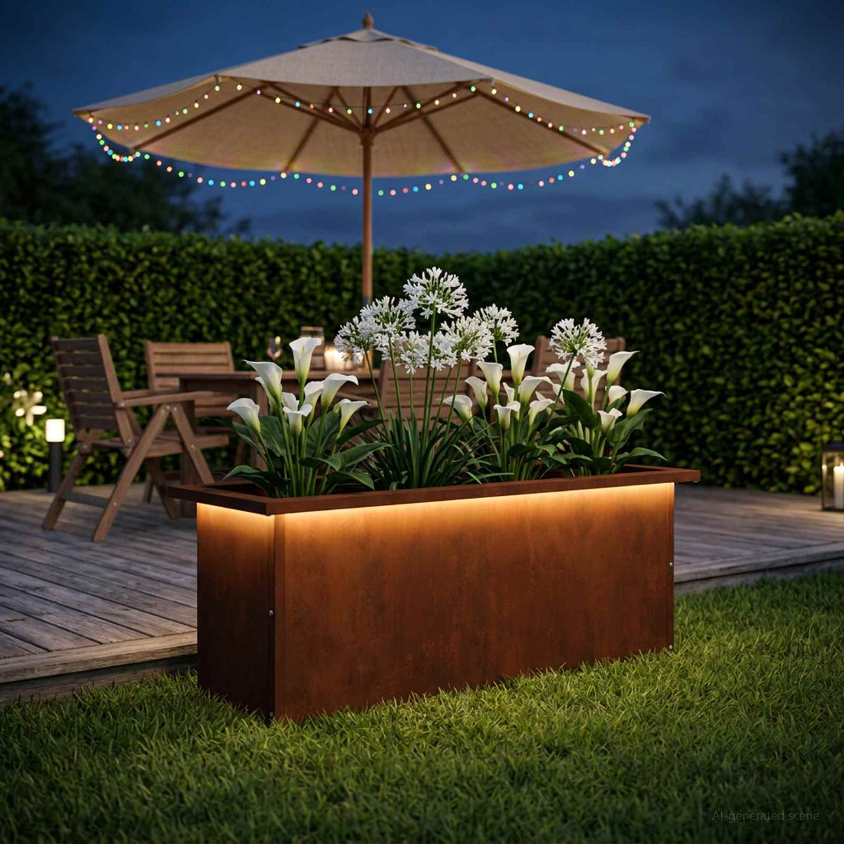 vidaXL Garden Planter with LED Rusty 30 x 80 x 30 cm Weathering Steel 1