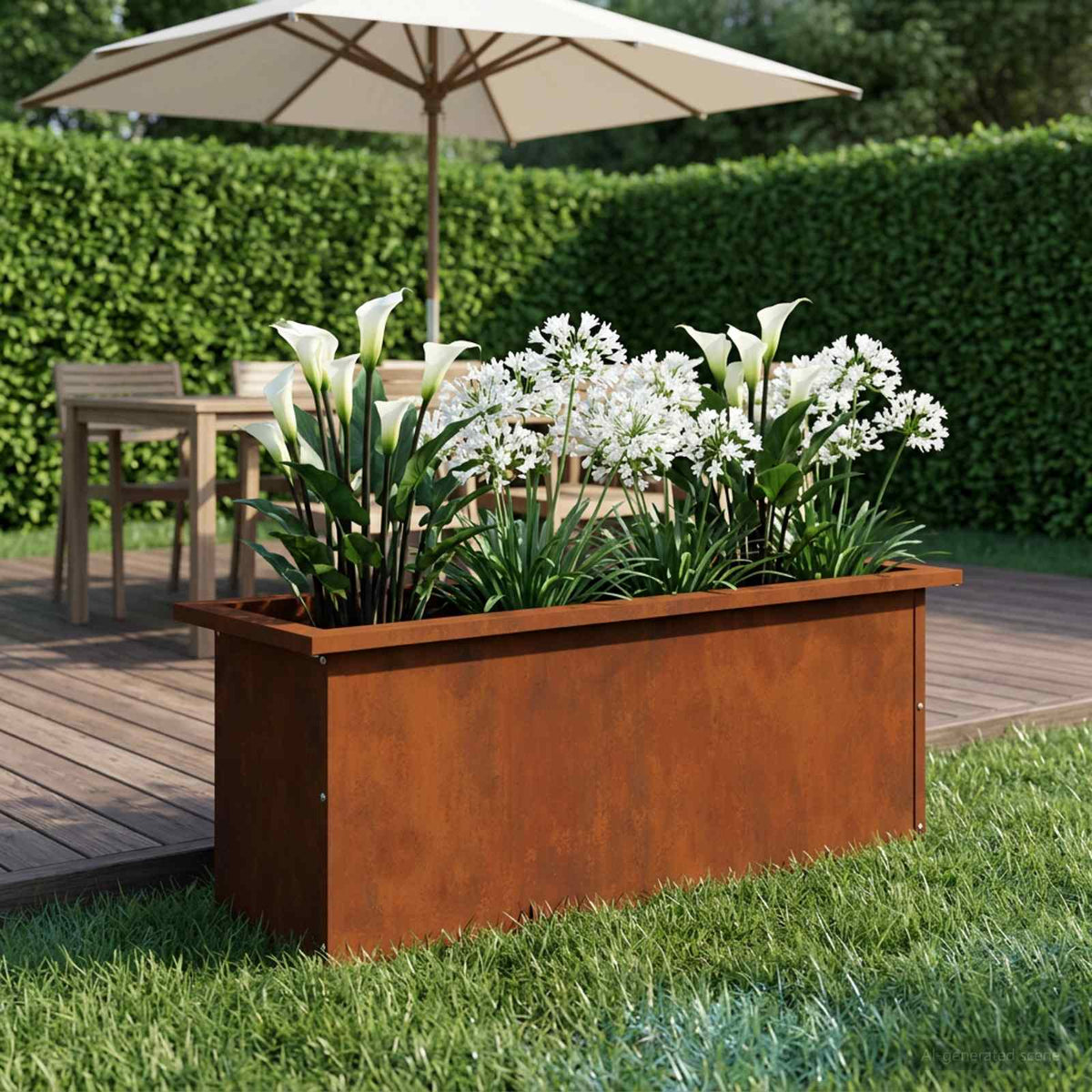vidaXL Garden Planter with LED Rusty 30 x 80 x 30 cm Weathering Steel 3