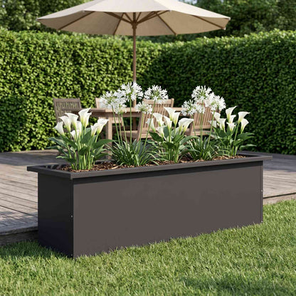 Garden Planter with LED 30 x 100 x 30 cm Steel 1 Width 30 cm Depth 100 cm Black