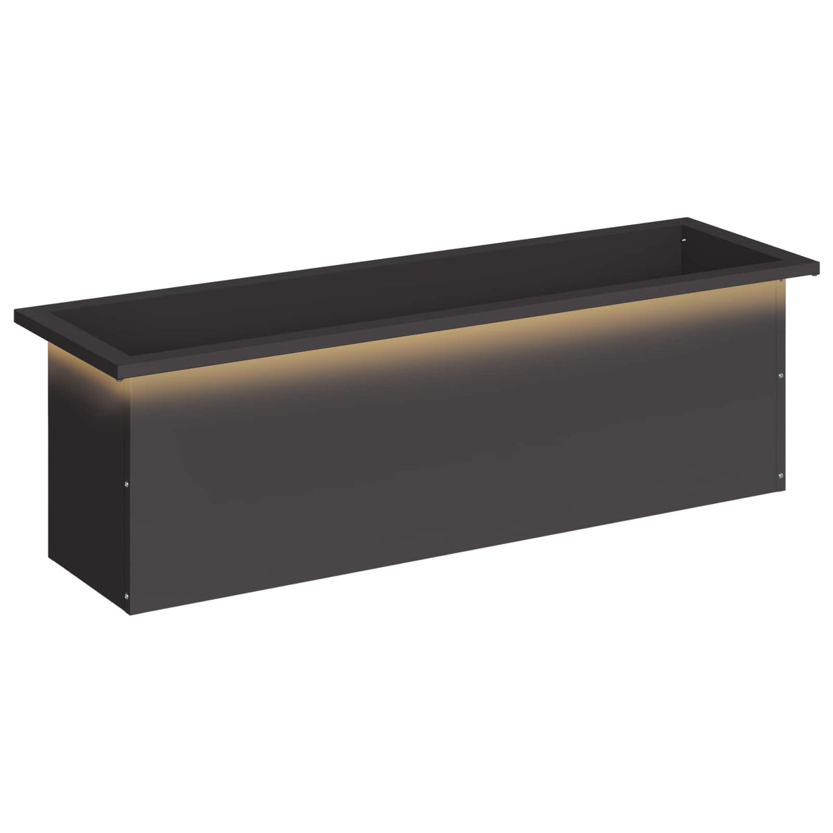 Garden Planter with LED 30 x 100 x 30 cm Steel 1 Width 30 cm Depth 100 cm Black