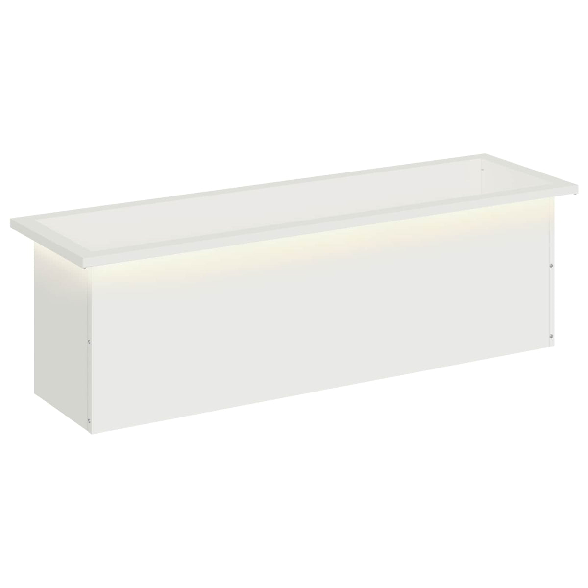 Garden Planter with LED 30 x 100 x 30 cm Steel 1 Width 30 cm Depth 100 cm White