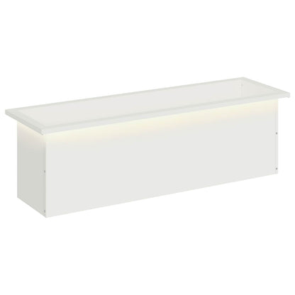 Garden Planter with LED 30 x 100 x 30 cm Steel 1 Width 30 cm Depth 100 cm White