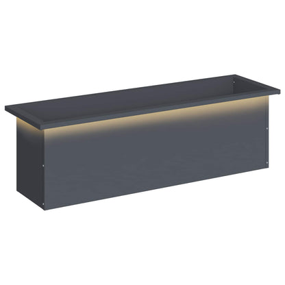 Garden Planter with LED 30 x 100 x 30 cm Steel 1 Width 30 cm Depth 100 cm Anthracite