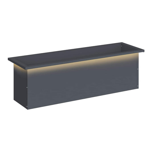Garden Planter with LED 30 x 100 x 30 cm Steel 1 Width 30 cm Depth 100 cm Anthracite