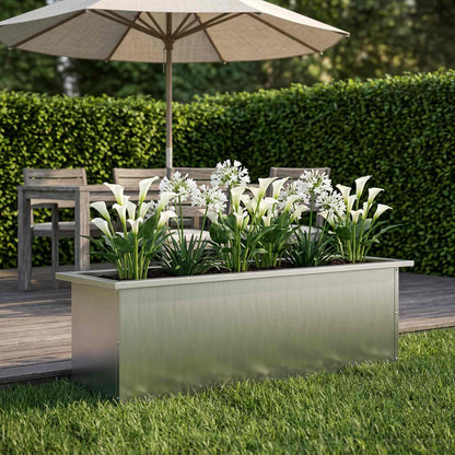 vidaXL Garden Planter with LED Silver 30 x 100 x 30 cm 1