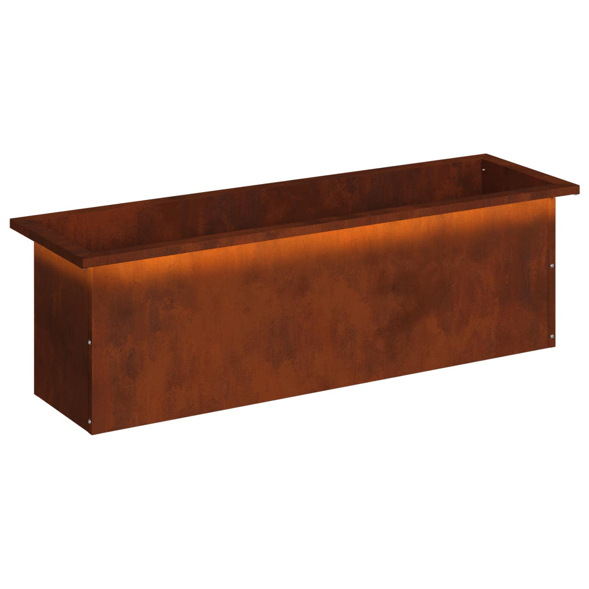 Garden Planter with LED 30 x 100 x 30 cm Steel 1 Width 30 cm Depth 100 cm Weathering steel