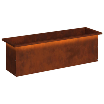 Garden Planter with LED 30 x 100 x 30 cm Steel 1 Width 30 cm Depth 100 cm Weathering steel