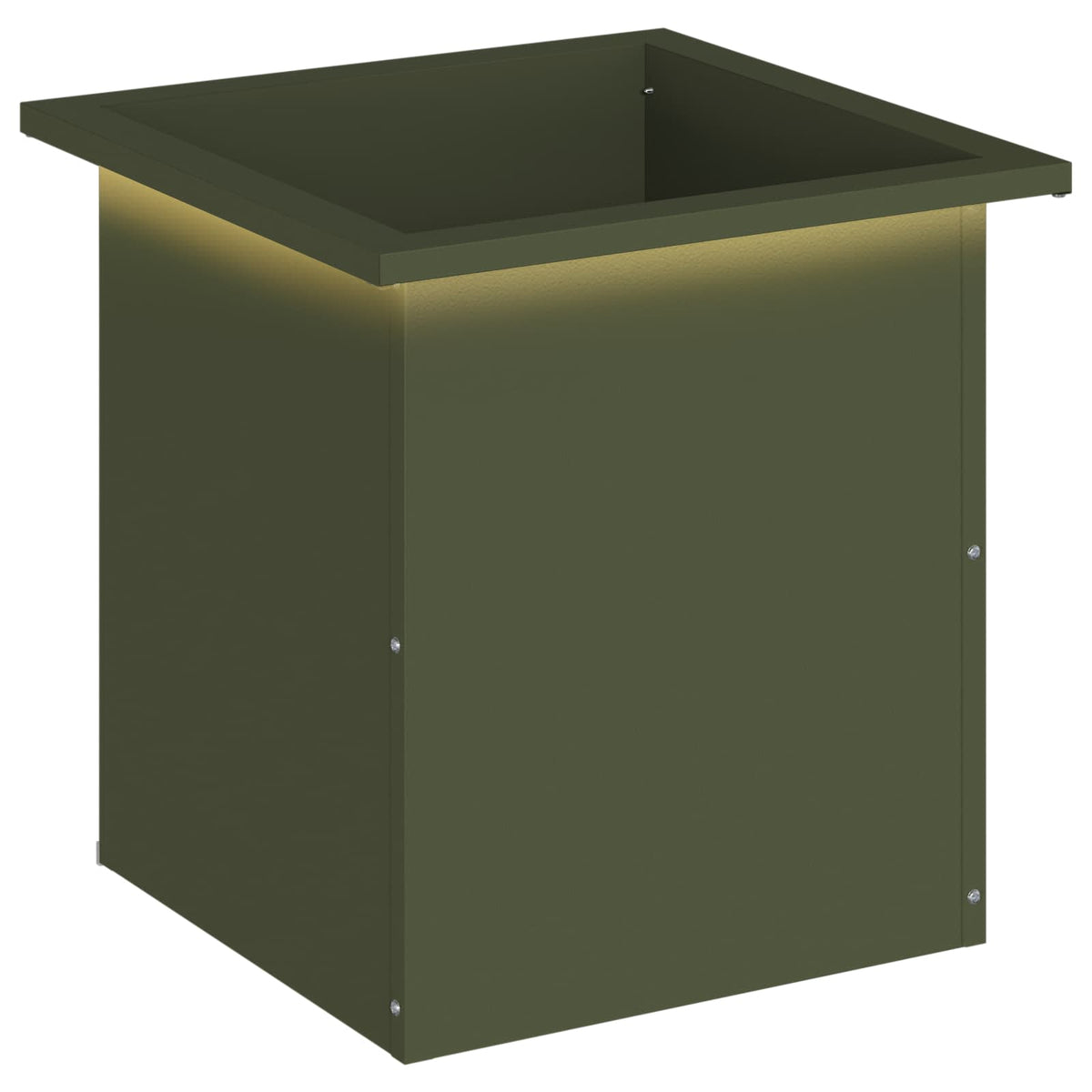 vidaXL Garden Planter with LED Olive Green 40 x 40 x 40 cm Steel 2
