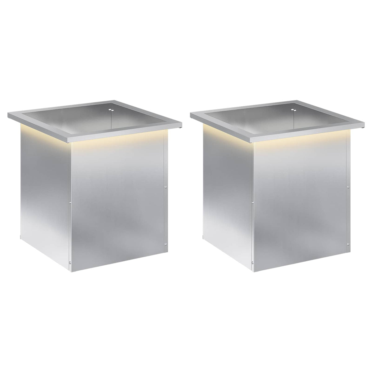 Garden Planter with LED 40 x 40 x 40 cm Steel 2 Width 40 cm Depth 40 cm Galvanised steel