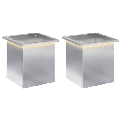 Garden Planter with LED 40 x 40 x 40 cm Steel 2 Width 40 cm Depth 40 cm Galvanised steel