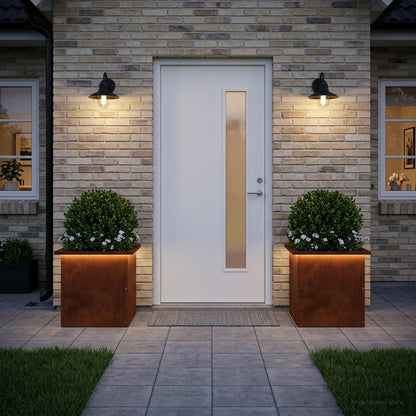 Garden Planter with LED 40 x 40 x 40 cm Steel 2 Width 40 cm Depth 40 cm Weathering steel