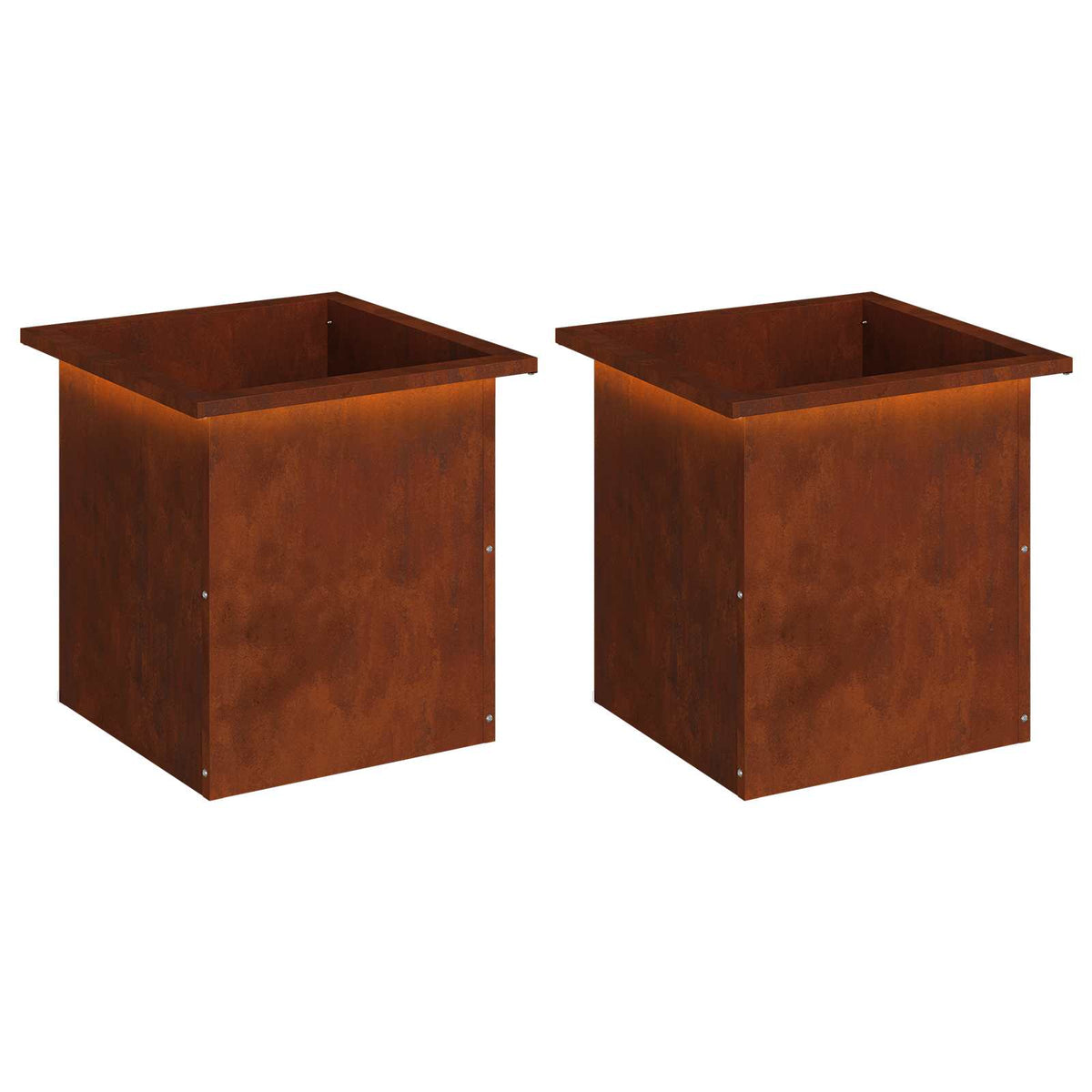 Garden Planter with LED 40 x 40 x 40 cm Steel 2 Width 40 cm Depth 40 cm Weathering steel