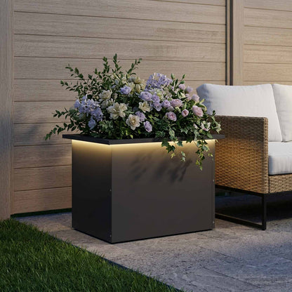 vidaXL Garden Planter with LED Black 40 x 60 x 40 cm Steel 3