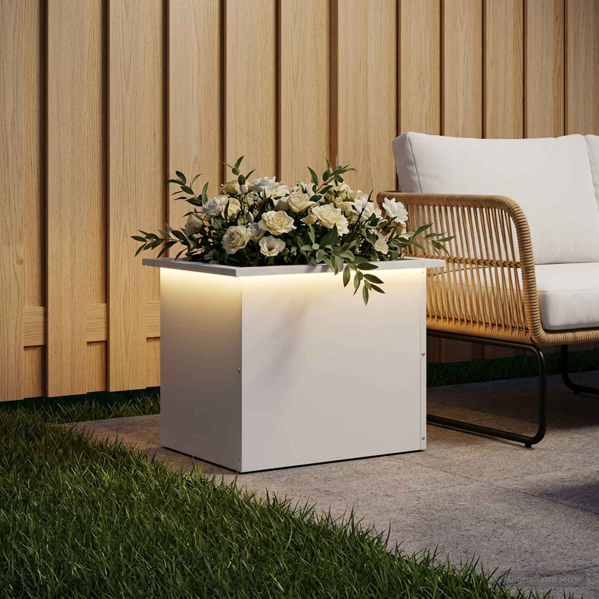 vidaXL Garden Planter with LED White 40 x 60 x 40 cm Steel 3