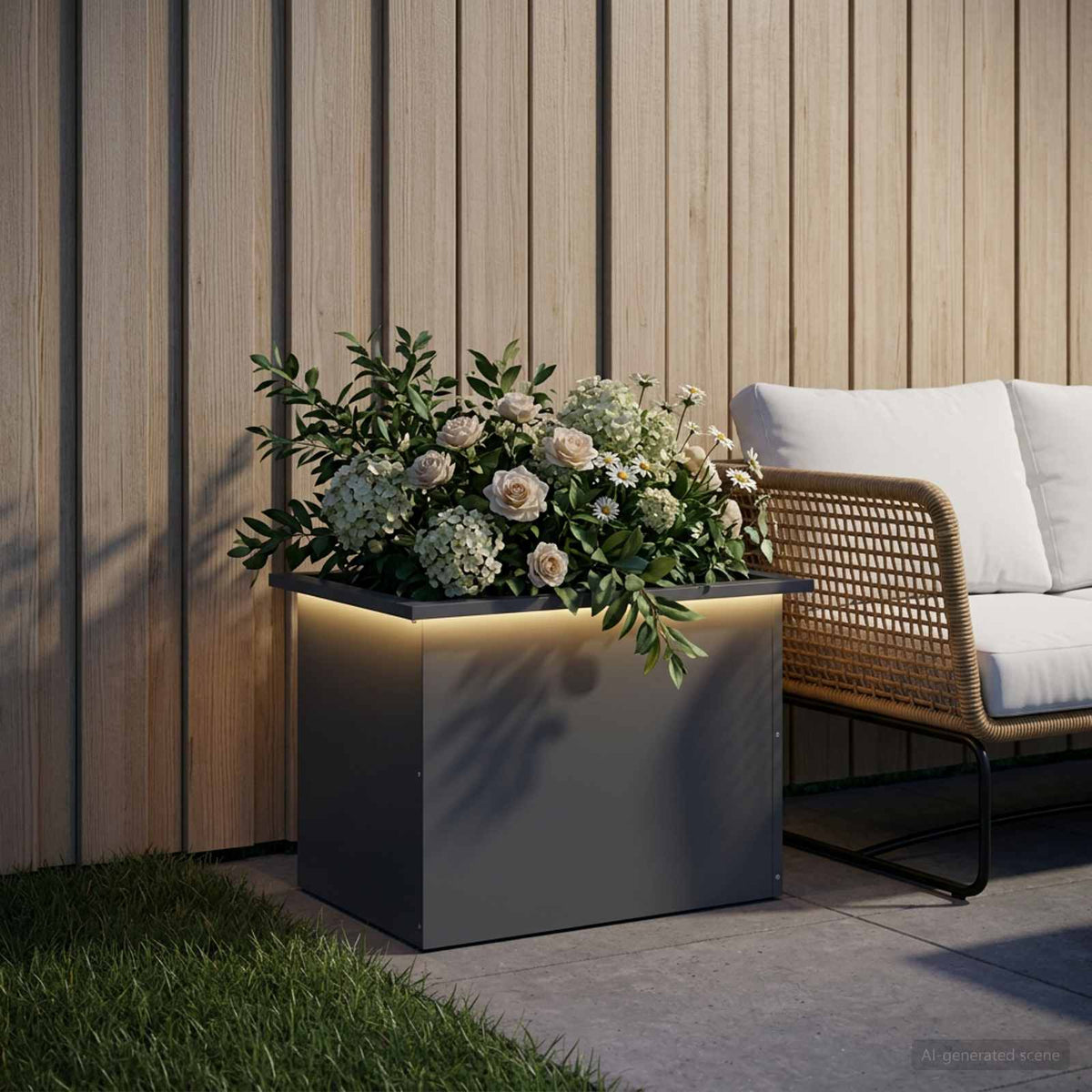 vidaXL Garden Planter with LED Antracite 40 x 60 x 40 cm Steel 1
